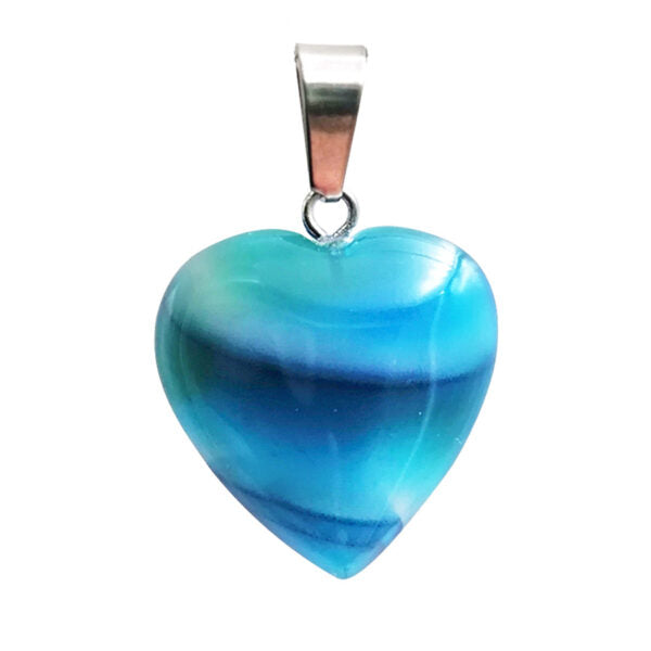 Colgante corazon Ágata rayada azul