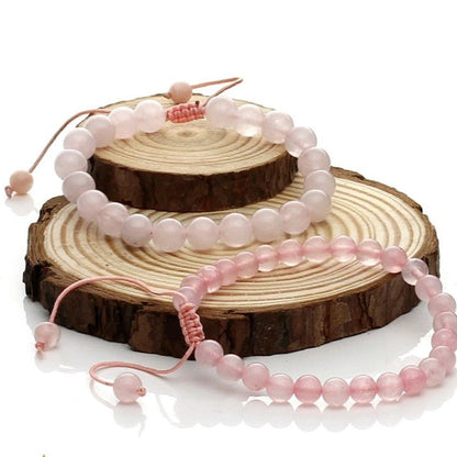 Pulsera ajustable de cuarzo rosa