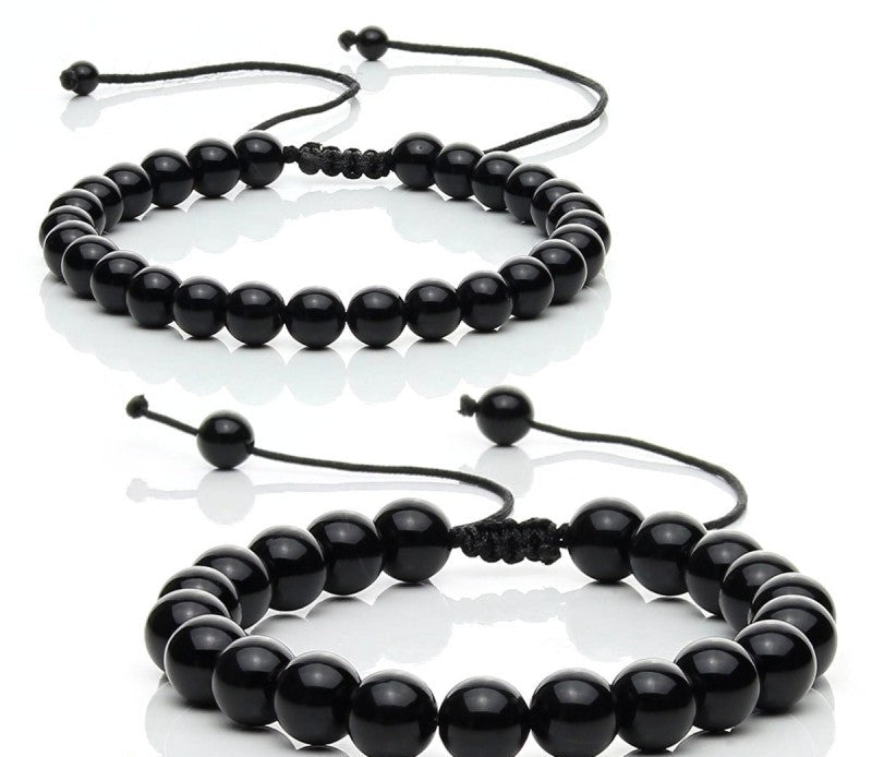 Pulsera ajustable de ónix negro
